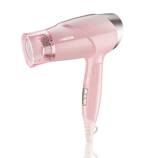 Nova NHP 1290 Premium 1000 Watts Hot and Cold Foldable Hair Dryer for Women (Pink)