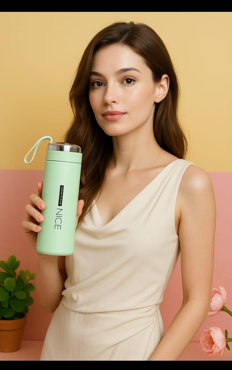 NiCE Premium Insulated Stainless Steel Water Bottle 500 ml | Colors : Pink, White, Sky Blue, Mint Green