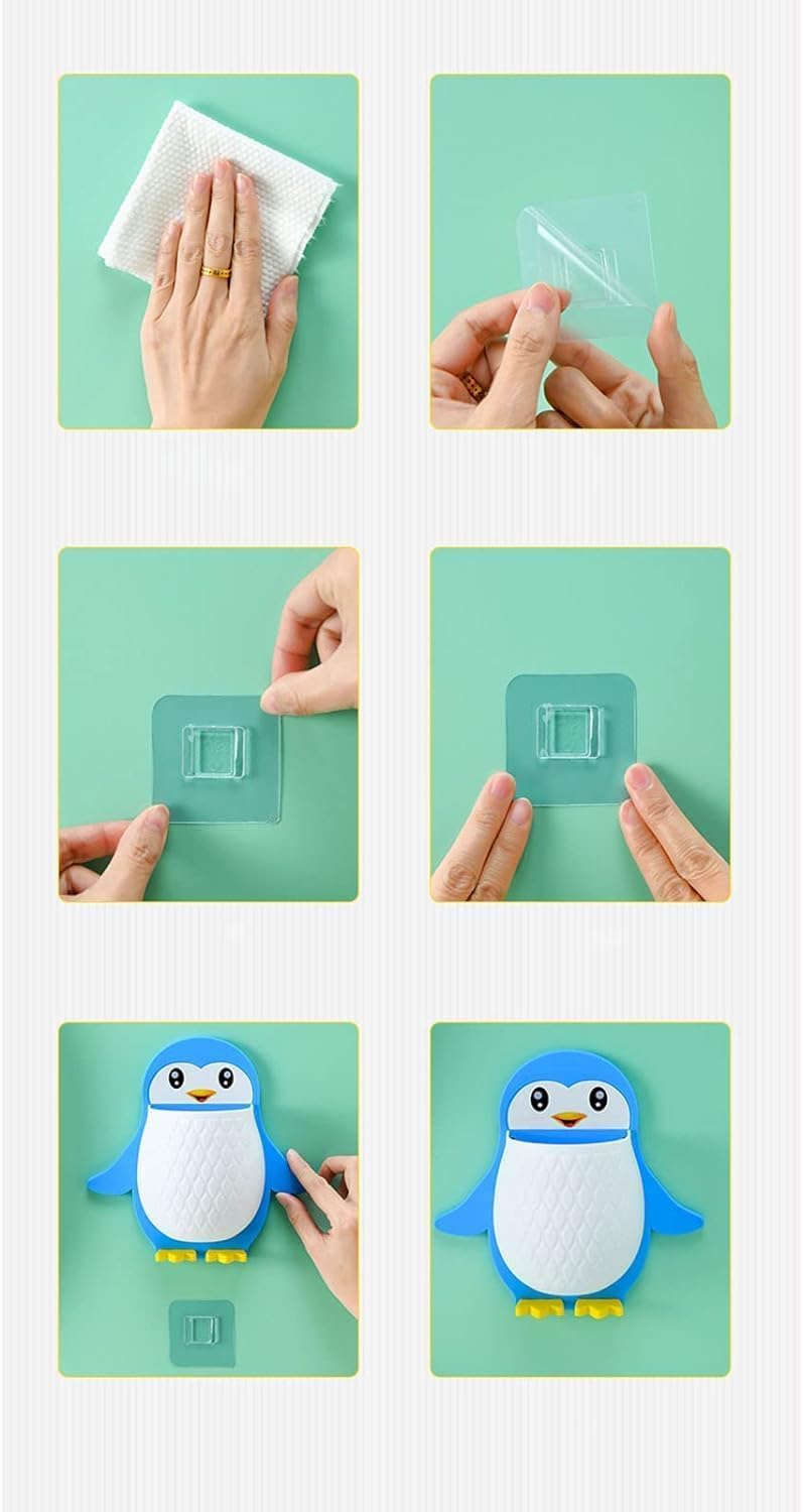 Penguin Shape Wall Mounted Toothpaste Holder