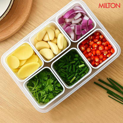 6-Grid Fridge Storage Organizer Box with Lid