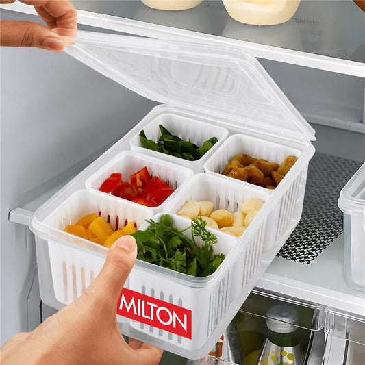 6-Grid Fridge Storage Organizer Box with Lid