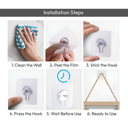 10 PCS Self-Adhesive Wall Hooks Suitable for bathroom, kitchen, bedroom, and office