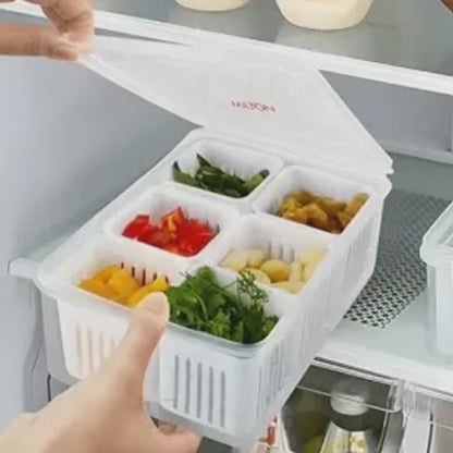 6-Grid Fridge Storage Organizer Box with Lid